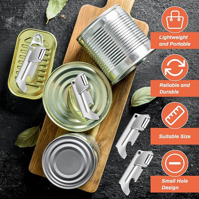12 Pieces Military Style Can Openers with Key Rings, Anglecai P-57 Military Camping Can Openers Stainless Steel Army Survival Cans Opener Portable Cans Opener for Traveling (Style 6 (P57))