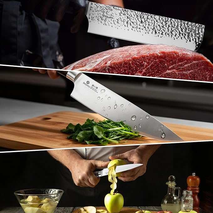 imarku 3 Pieces Knife set, Japanese HC Stainless Steel Kitchen Knife Set, Professional Chef Knife Set With Ergonomic Pakkawood Handle, Ultra Sharp Knives Set for Kitchen & Home Cooking, Gifts Box