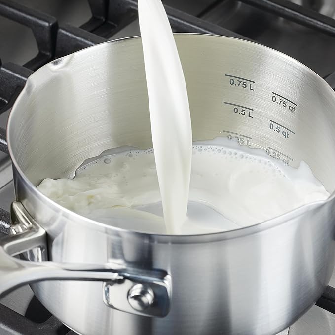KitchenAid 71018 Stainless Steel Saucepan with Pour Spouts, 1 Quart - Brushed Stainless Steel