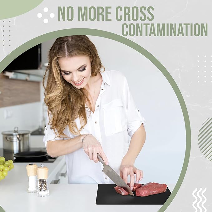 Crown Display Disposable Cutting Boards for Kitchen 50 Count Black Cutting Board 10 Inch X 13.5 Inch Flexible Cutting Boards For Kitchen ~ Patent Pending ~ Recyclable Disposable Cutting Board Sheets