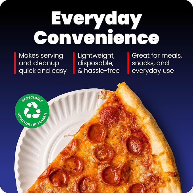 Hygloss Bulk Paper Plates 9-Inch - Uncoated Large Plain White Disposable Plates for Party, Dinner, Foodware, Events, Crafts & More - Environmentally Friendly - Recyclable & Microwave Safe (300 Count)