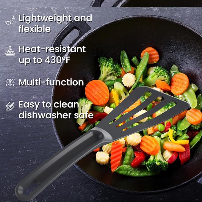 Slotted Spatula, Professional Heat Resistant Fish Turner, Spatula Flipper Safe for Nonstick Cookware