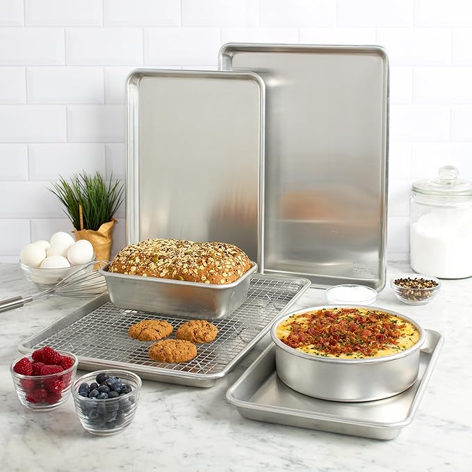 Chigcago Metallic Recyled Aluminum 9x5 Loaf Pan, Made With Reycled Aluminum, Perfect For Everyday And Small Batch Baking (Pack of 6)