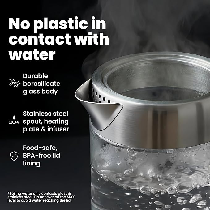 Viante Electric Kettle With Infuser. No Plastic In Contact With Water. Hot Tea Maker With Temperature Control And Automatic Shut Off. Tea Kettle With Brewing Programs. 1.5 Liters Capacity