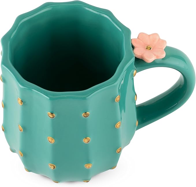 Pinky Up Cactus Ceramic Coffee Mugs, Tea Cups, Travel Mug, Latte Cup, Drinking Glasses for Chocolate, Milk, Cocktails, Mocktails, 12 oz, Set of 1