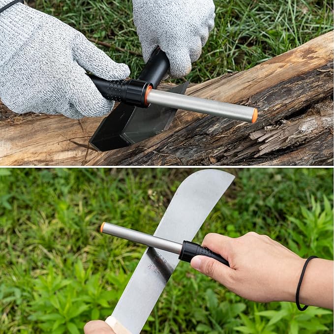 SHARPAL 178N 3-In-1 Blade Sharpener | 4-Inch 600 Grit Diamond Sharpening Rod | Sharpen All Knife and Tool with Straight Edge, Serration & Hooks | Pocket Knife Sharpener | Durable Aluminum Handle