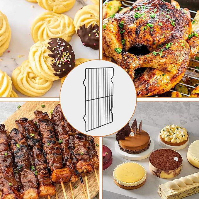 2 Pack Cooling Rack for Baking, 8.3" x 11.4" Stainless Steel Grill Rack, Small Grid Baking Rack for Baking Cooking Roasting Oven (Black)