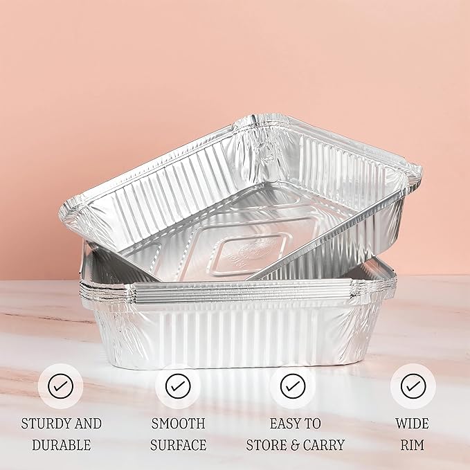 PLASTICPRO Disposable 9'' X 9'' X 2'' Inch Square Aluminum Tin Foil Baking Pans Bakeware - Cookware Perfect for Baking Cakes, Breads, Brownies, Bread, Meatloaf, Lasagna, Pack of 25