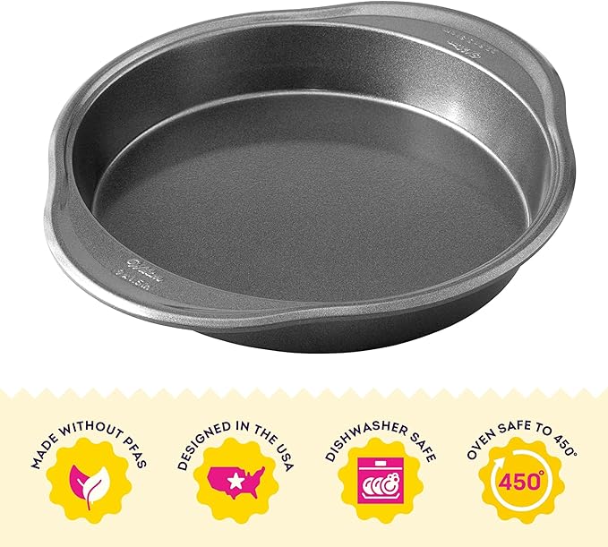 Wilton Platinum Non-Stick 9 Inch Round Cake Pan, Cold-Rolled Steel Bakeware, Made without PFAS, Packaging May Vary