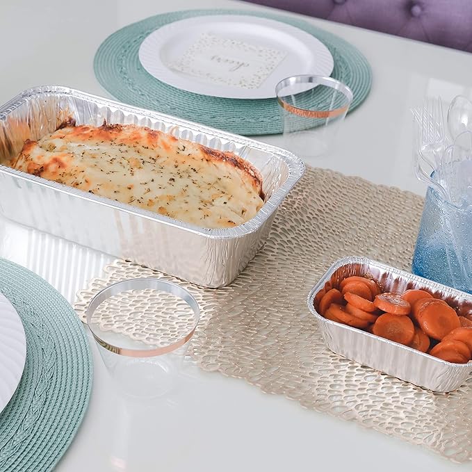 PLASTICPRO [3 Lb 10 Pack Disposable Loaf Pans Aluminum Tin Foil Meal Prep Bakeware - Cookware Perfect for Baking Cakes, Bread, Meatloaf, Lasagna 3 Pound 11'' X 5'' X 2.75''