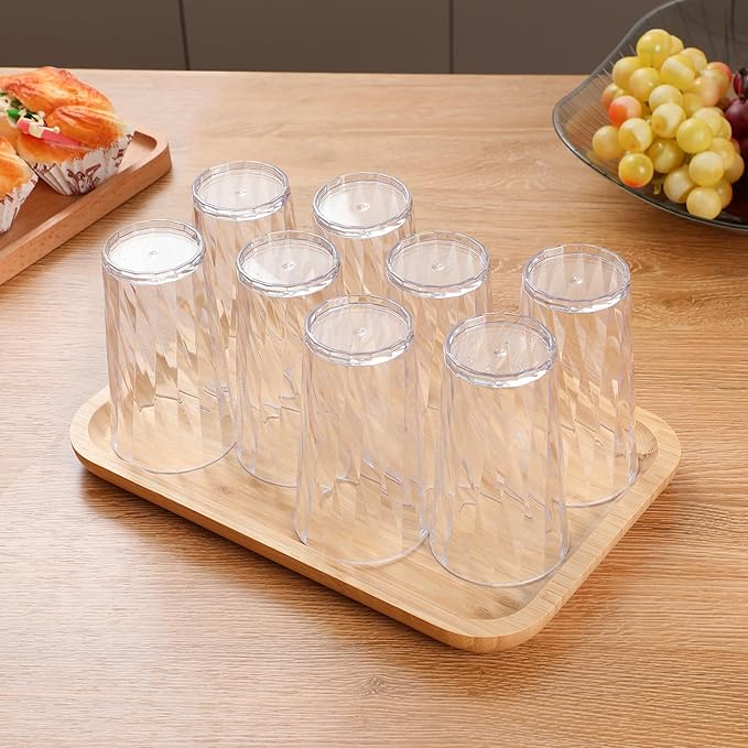 Unbreakable Plastic Drinking Glasses，set of 8, shatterproof drinking cups, plastic glass cups, 10 ozplastic Tumbler Cups, Dishwasher Safe (transparent)