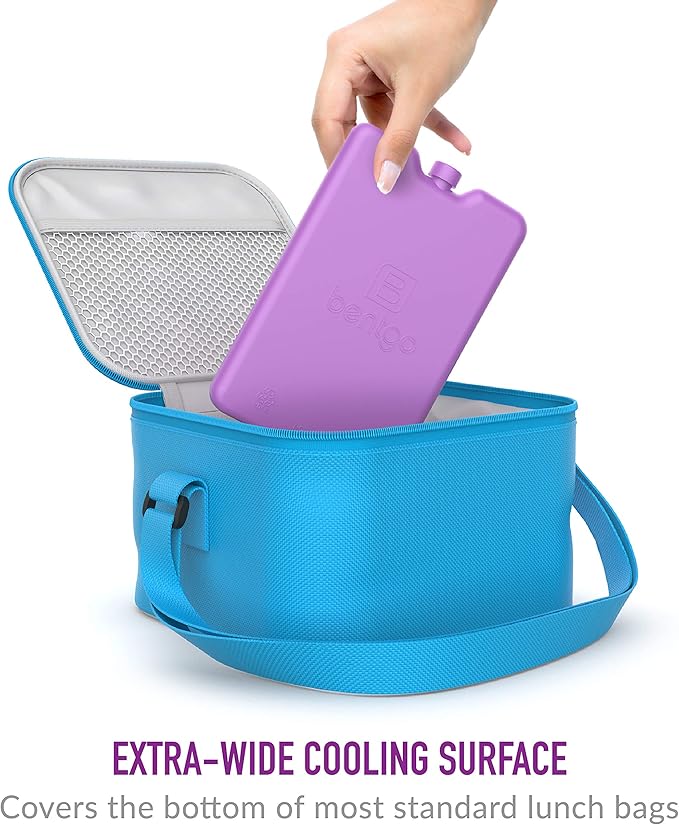 Bentgo Ice Lunch Chillers - Ultra-Thin Ice Packs Perfect for Everyday Use in Lunch Bags, Lunch Boxes and Coolers - 4 Pack (Purple)