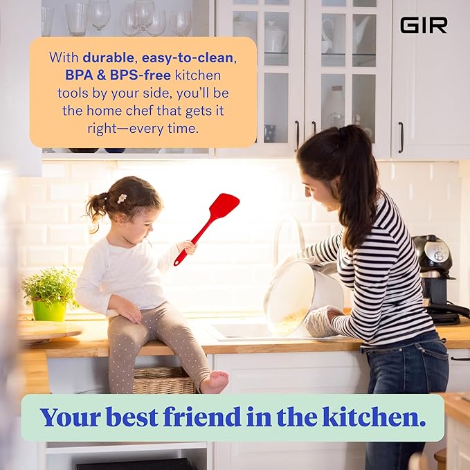 GIR: Get It Right Cooking Spatula Turner - 13-Inch Red Rubber Spatula - Seamless Silicone Nonstick Flipper - Heat-Resistant Cooking Utensil
