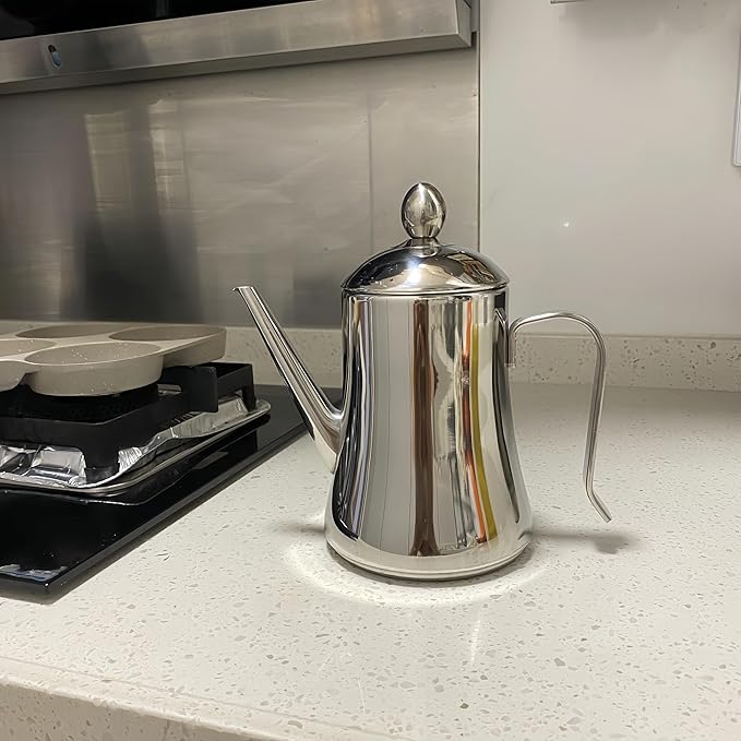 IMEEA 1 Quart Large Olive Oil Dispenser Bottle SUS304 Stainless Steel Oil Dispenser with Drip Free Spout