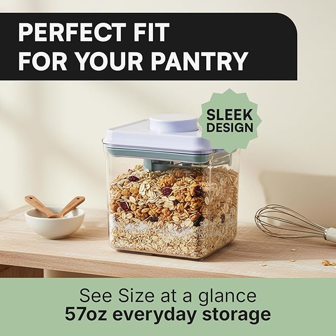 Bop Top Airtight Food Storage Containers with Lid & Scoop 57 oz| Kitchen Canister Sets | Air Tight Pantry Container| Pop Top Dry Food Storage Containers for Snacks, Sugar, Flour, Baking, Cereal, Pasta