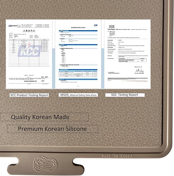 Korean Made Thick Silicone Double-Sided Usable Cutting Board 14.3" x 5.7" Foldable Design Drip Groove Grip Handle Dishwasher Safe 1PCS Stocking Stoffer Gift for Mom (Brown)