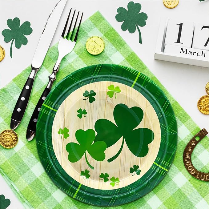 St Patrick's Day 40Pcs Disposable Paper Plates,Including 20pcs 9" and 20pcs 7" Plates,Strong and Sturdy Disposable Plates for St Patrick's Day Party, Dinner, Holiday, Picnic,Dinner Table, Wedding
