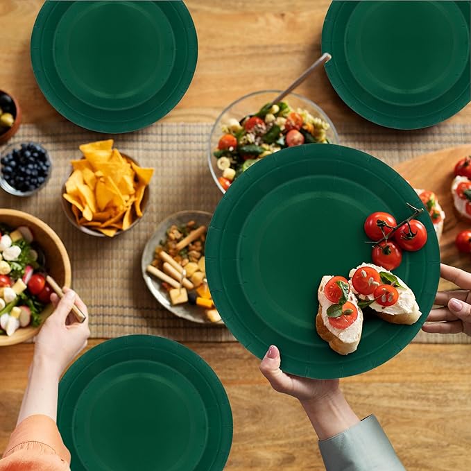 40Pcs Disposable Paper Plates Green,Including 20pcs 9" and 20pcs 7" Plates,Strong and Sturdy Disposable Plates for Party, Dinner, Holiday, Picnic,Birthday Party, Dinner Table, Wedding