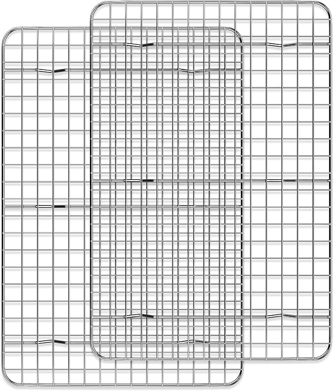 Cooling Rack for Baking 2-Pack, 15 x 10 Inches Baking Rack, Stainless Steel Wire Cookie Rack Fits Jelly Roll Sheet Pan, Oven Safe for Cooking, Roasting, Grilling