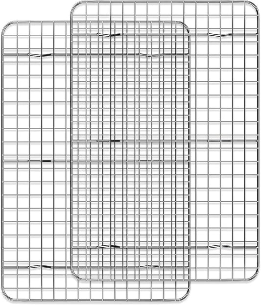 Cooling Rack for Baking 2-Pack, 15 x 10 Inches Baking Rack, Stainless Steel Wire Cookie Rack Fits Jelly Roll Sheet Pan, Oven Safe for Cooking, Roasting, Grilling