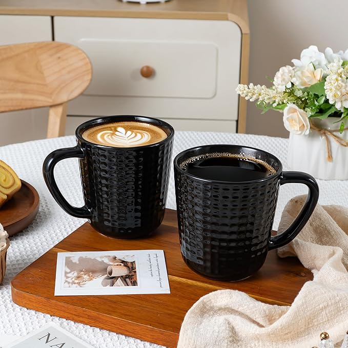 Large Coffee Mug, 20 oz Ceramic Coffee Cup with Handle, Porcelain Big Tea Cup for Office and Home for Latte Cocoa, Dishwasher & Microwave Safe, 1PC, Black