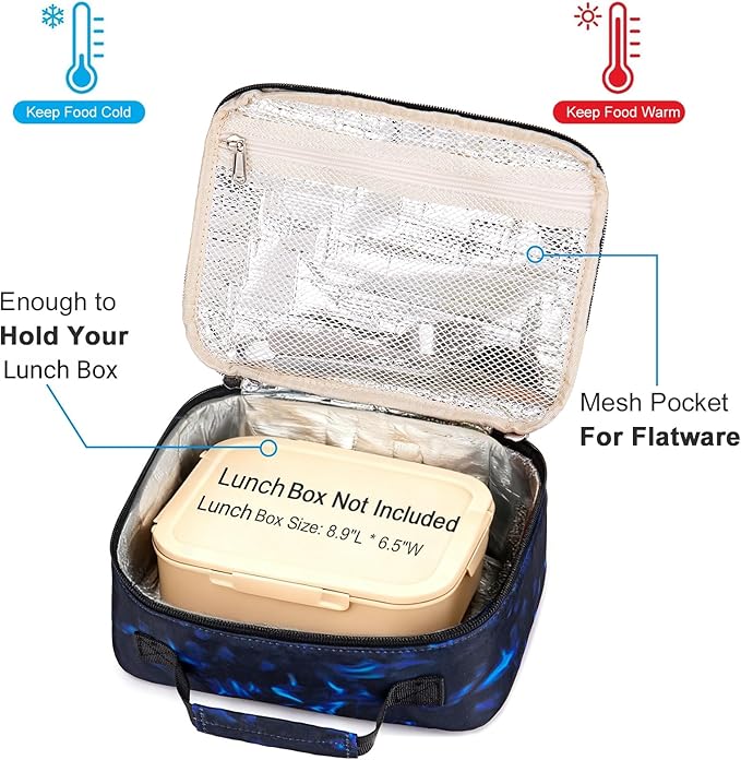 LEDAOU Lunch Box Kids Boys Girls Lunch Bag Insulated Lunch Box Toddler Reusable Lunchbox for School Picnic Hiking (Soccer Blue)
