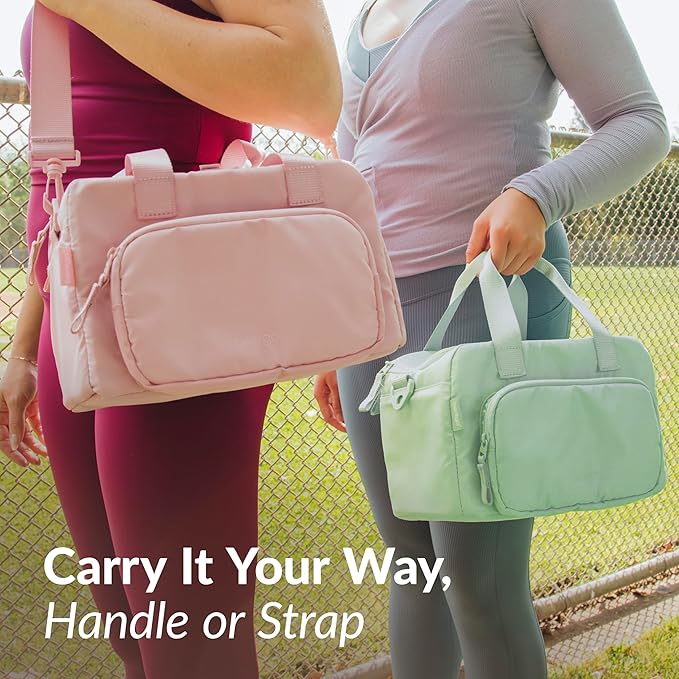 Bentgo Insulated Lunch Bag – Extra-Large Capacity Adult Lunch Bag with Shoulder Strap and External Storage Compartment, Durable, Lightweight, Ideal for Work, School, & Meals On the Go (Soft Blush)