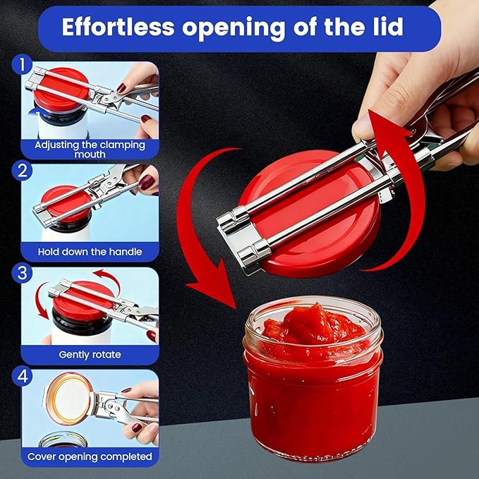 Jar Opener for Weak Hands - Removes Tight Jar Lid for Seniors with Arthritis - Adjustable Jar Opener - Multi Opener Set with Jar Opener Gripper Pad and Bottle Opener Keychain(2Pcs)