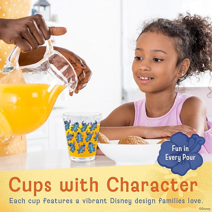 Disney Reusable Plastic Cups – 4 Pack 16 oz Plastic Drinking Glasses with Mickey, Stitch, Pooh, or Disney100 Designs – BPA-Free, Stackable, Top Rack Dishwasher Safe Tumblers for Water, Juice & More