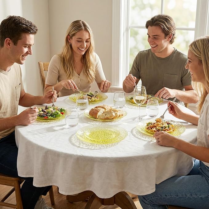 Rubtlamp 60 Pcs Yellow Plastic Plates, Hammered Heavy Duty Disposable Plates, Fancy Party Platos Include 30 Yellow Dinner Plate,30 Disposable Dessert Plate for Easter Daily Reception