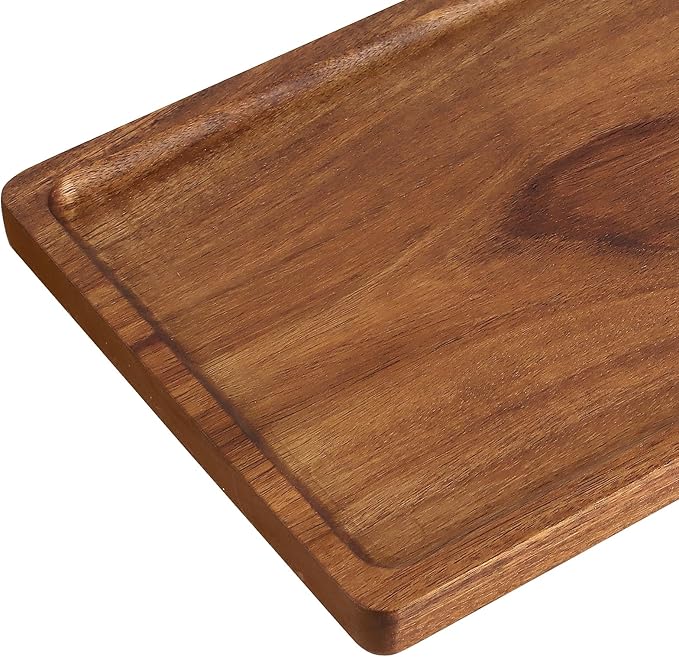 6 Pack Wood Serving Platters, 17 x 8 x 0.78 inch Rectangle Large Wooden Serving Tray for Fruit, Dessert, Food, Snack