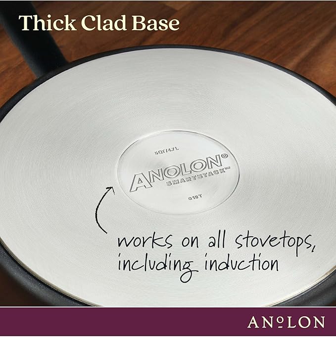 Anolon Smart Stack Hard Anodized Nonstick Frying Pan Set / Skillet Set - 8.5 Inch and 10 Inch, Black