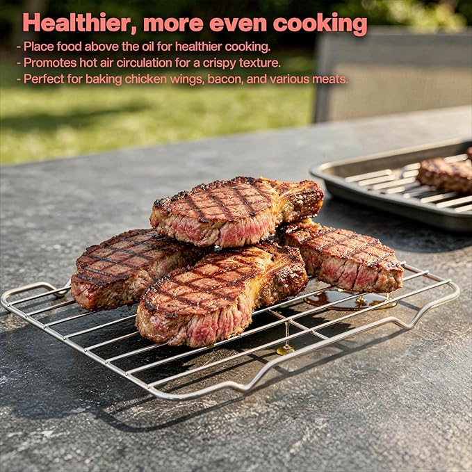 Wire Rack for Baking Sheet, Stainless Steel Grilling Rack Small Heavy Duty Grate Oven Roasting Racks with 4 Legs for Cooling Steaming (8.5"X5.4", 21.7X13.8cm)