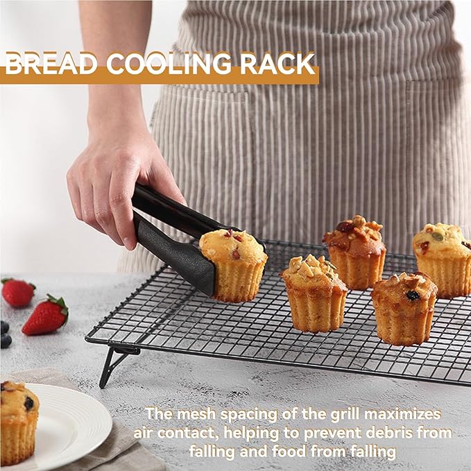 Cooling Rack for Cooking and Baking, 16.9x11in Cookie Baking Rack Collapsible Folding Legs Wire Grid Nonstick Cooling Pan for Roasting & Grilling & Cooking