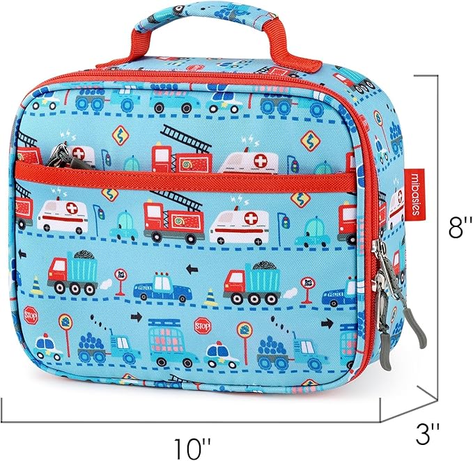 mibasies Kids Lunch Box for Boys Toddler, Insulated and Reusable Lunch Bag for School, Car