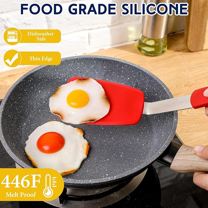Medium Silicone Spatula Flexible Silicone Cookie Spatula Heat Resistant Medium Pancake Turner for Kitchen Use Nonstick Cookware No Scratch Cooking Flipper for Egg Pancake