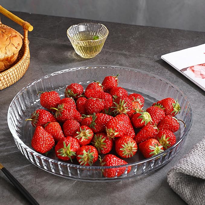 10 Inch - Glass Pie Plates Deep Pie Pans for Baking and Serving, Clear
