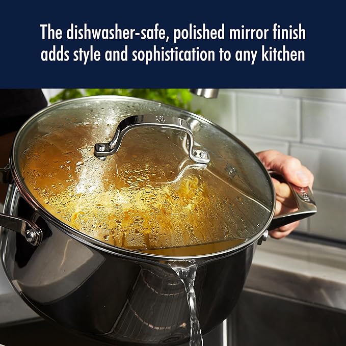 HENCKELS Clad H3 6-qt Dutch Oven, Induction Pot, Stainless Steel, Durable and Easy to clean