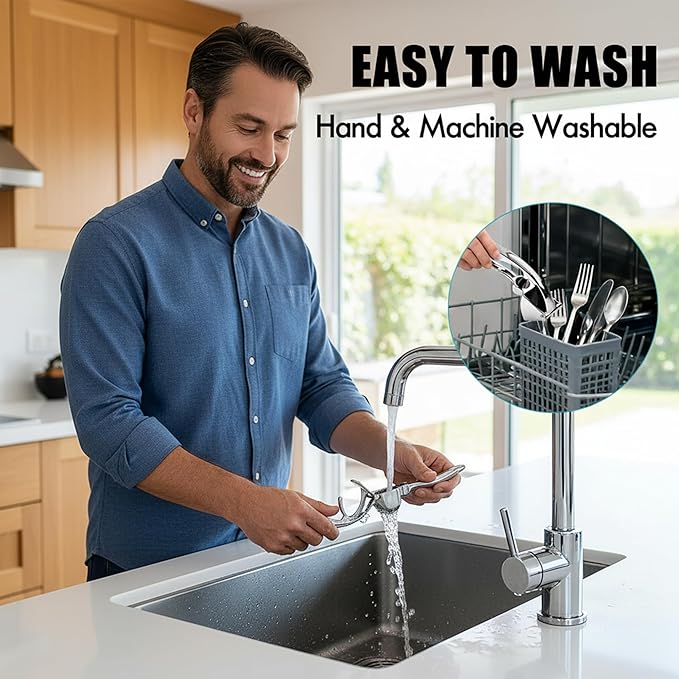Premium Stainless Steel Garlic Press - Heavy-Duty Professional Garlic Mincer Crusher with Ergonomic Handle, Rust-Proof, Dishwasher Safe, Easy to Squeeze & Clean - Silver