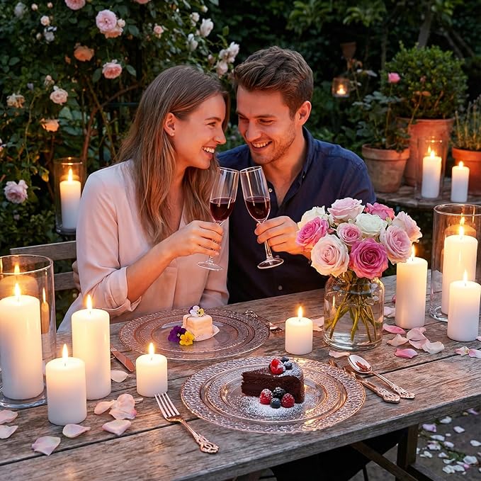 102PCS Rose Gold Plastic Plates - Clear Rose Gold Disposable Plates - Elegant Hammered Plate Include 51PCS 7.5inch Dessert & 51PCS 10.25inch Dinner Plate for Easter Party