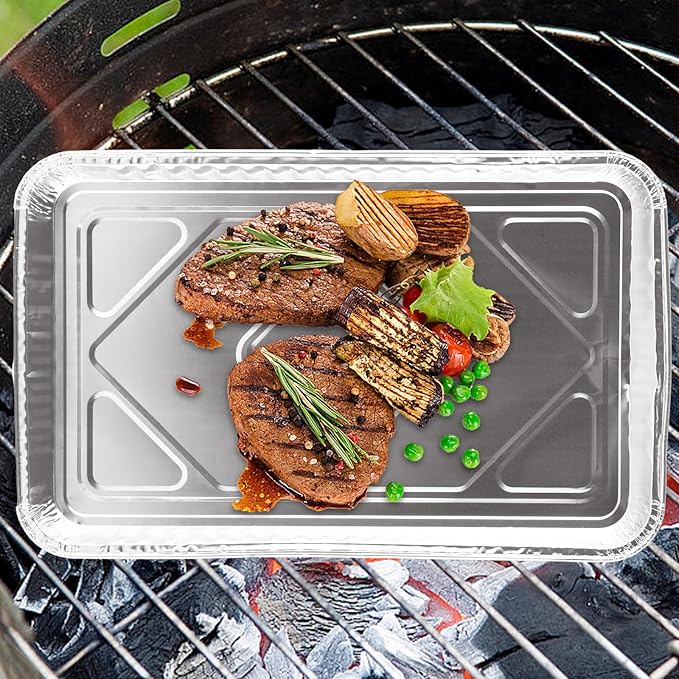 50 Pack Aluminum Pans Half Size 12.7 x 8 inch Disposable Cookie Sheets Baking Cake Pans, Nonstick Baking Sheets Foil Pans Shallow Sheet Pan Baking Tray