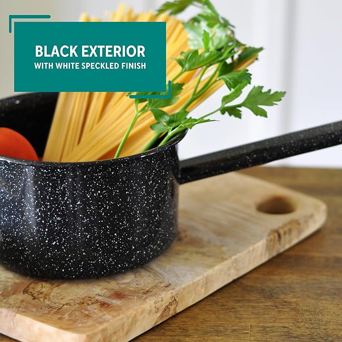 MIRRO 1.25qt Enamel Saucepan, Black (Pack of 2)