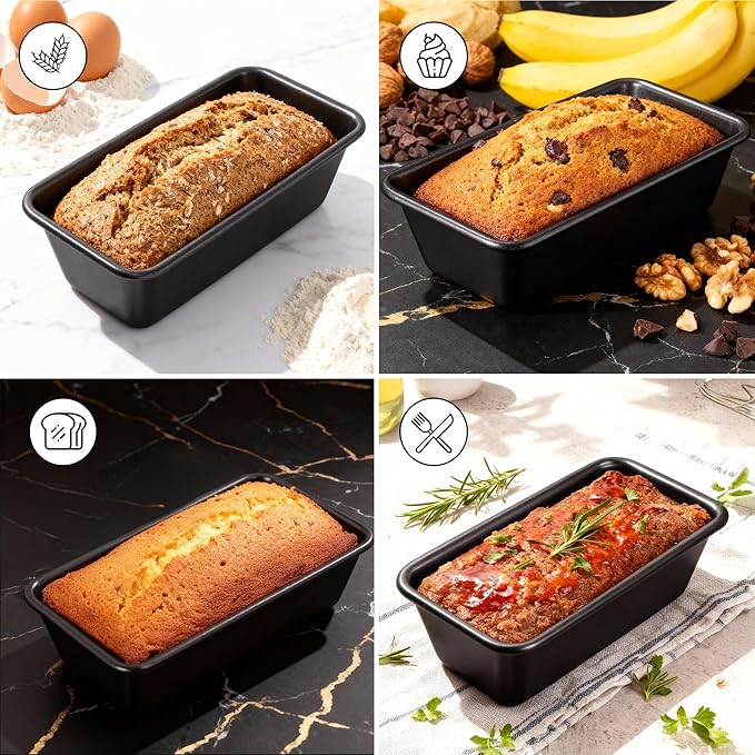 Wrenbury Bread Pan - Nonstick 8x4 Loaf Pans for Baking Bread with Rust Resistant Construction - Dishwasher Safe Bakeware for Homemade Cakes - Air Fryer Safe