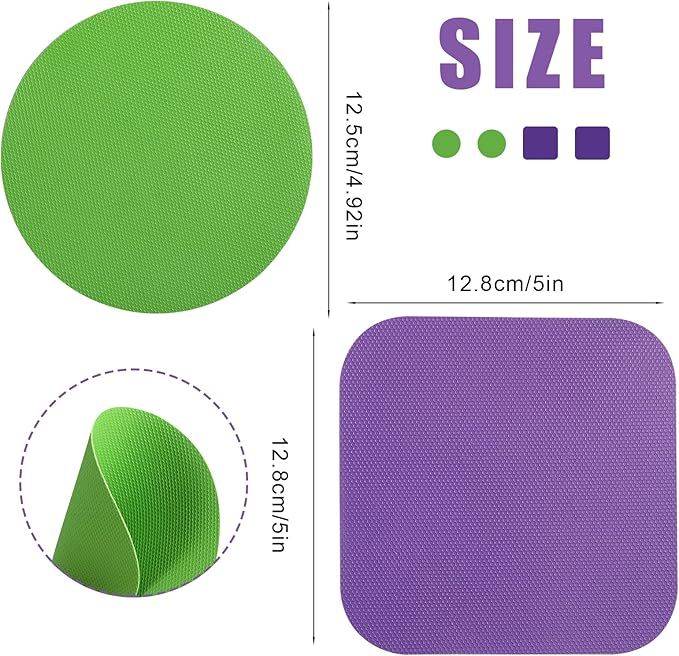 4pcs Jar Opener Gripper Pads, Rubber Jar Grippers Multi-function Jar Opener for Seniors with Weak Hands Kitchen Coasters (Green, Purple)