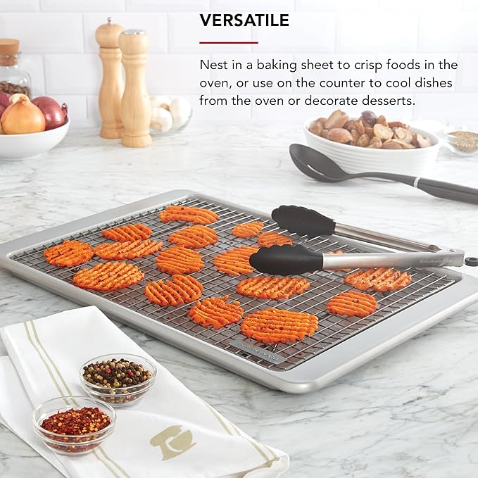 KitchenAid Nonstick Steel Cooling/Baking Rack, 12.5x17.75-Inch, Silver