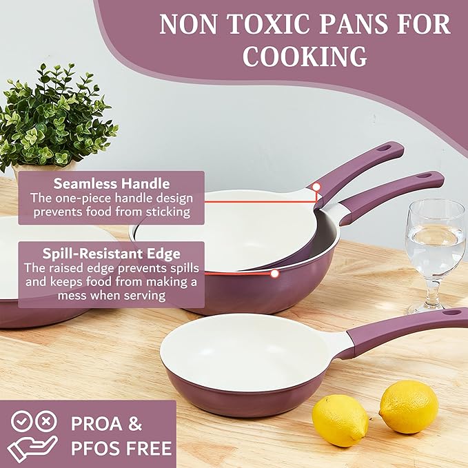 UPIT Non Stick Ceramic Wok Pan Skillet | Scratch-Resistant PFOA & PFOS Free Non Toxic Wok for Cooking | Compatible with Induction, Gas & Electric Stovetops (11 inch)