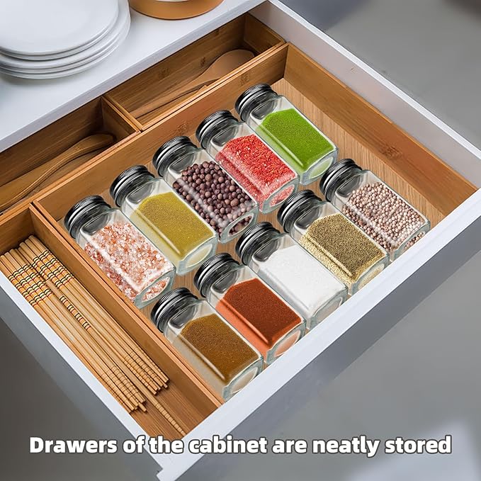 9Pcs 4 oz Square Glass Spice Jars with Label, Empty Containers with black iron Lids, Square Seasoning Containers Trial and Supplement Set, Small Seasoning Bottles for Salt, Herbs, Sugar, Pepper (9)