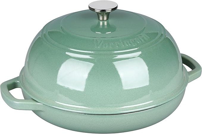 Enameled Cast Iron Dutch Oven Pot with Lid, Bread Oven for Sourdough Bread Baking, Dutch Ovens with Bread Proofing Basket& Baking Supplies Set, 6 Quart, Sage Green