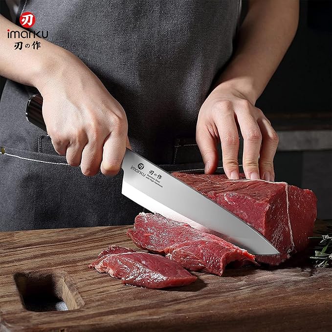 imarku Chef Knife 8-Inch Pro Japanese Kitchen Knife High-Carbon Stainless Steel Paring Knife Ergonomic Handle Rasor Sharp Single-Bevel Edge Birthday Gift for Women and Men