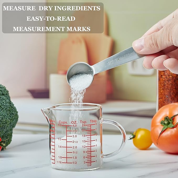 Measure Glass -[Insulated handle | V-Shaped Spout]-Made of High Borosilicate Glass Measuring for Kitchen or Restaurant, Easy to Read, 120 ML (4 Oz)